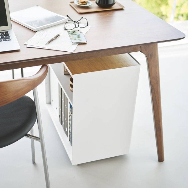 Balts metāla plaukts uz riteņiem 60x59x35 cm Tower – YAMAZAKI-image-3