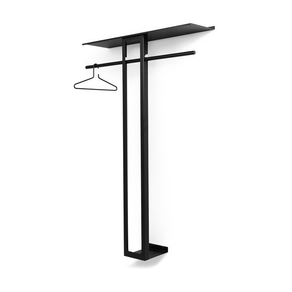 Melns tērauda sienas pakaramais ar plauktu 100 cm Luno Large – Spinder Design-image-3