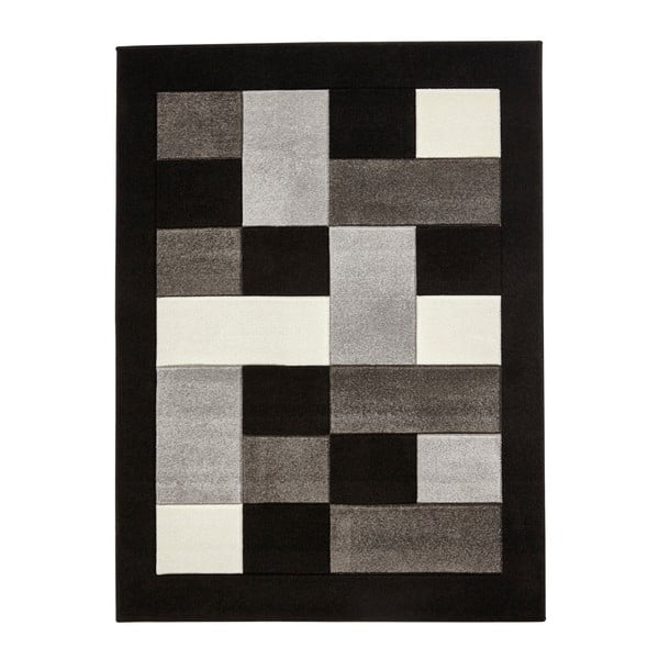 Melns ar pelēku un baltu paklājs Think Rugs Matrix, 80 x 150 cm