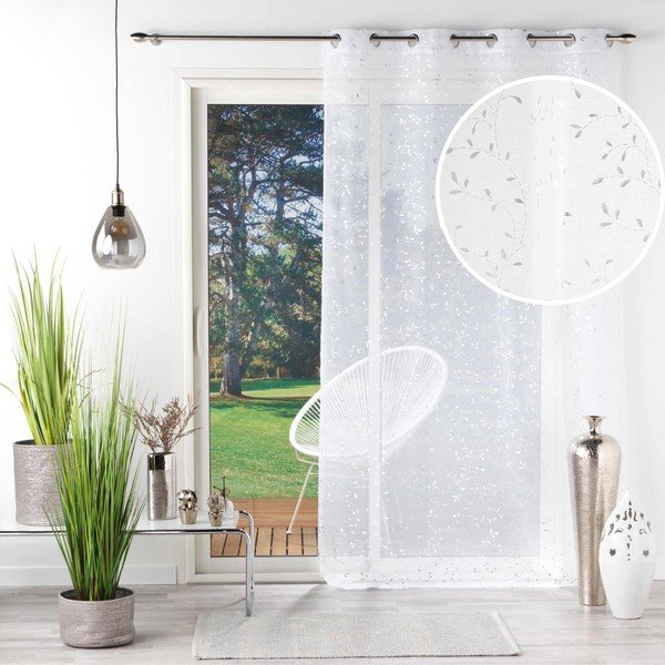 Balts/sudraba krāsas dienas aizkars no voiles 140x240 cm Floressia – douceur d'intérieur-image-4