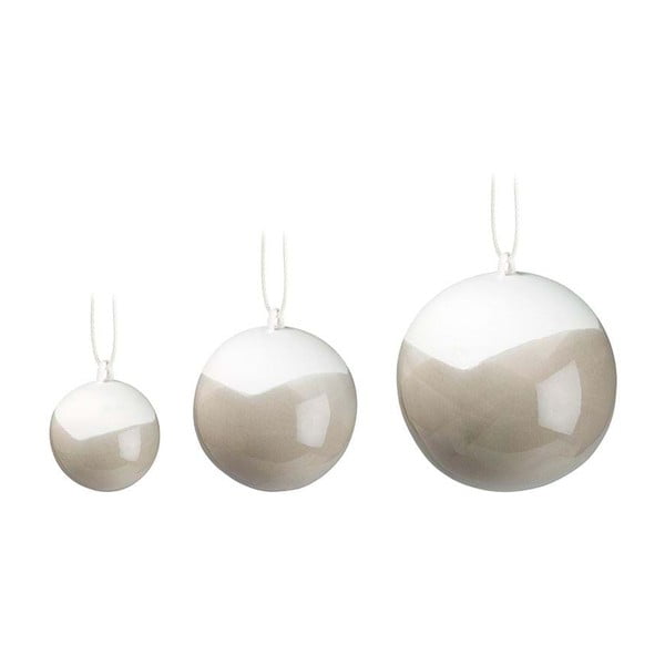 3 pelēku Ziemassvētku eglīšu rotājumu komplekts no porcelāna Kähler Design Nobili