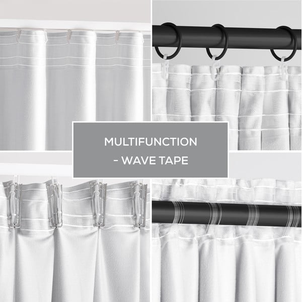 Balts samta daļēji gaismu necaurlaidīgs aizkars 140x270 cm Pleat – Restilo-image-3