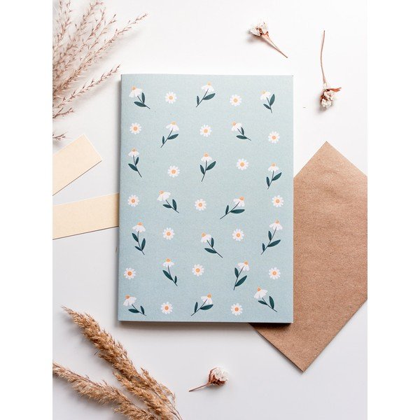 Piezīmju grāmatiņa no pārstrādāta papīra ar margrietiņu motīvu A5 Printintin, 60 lpp.-image-1