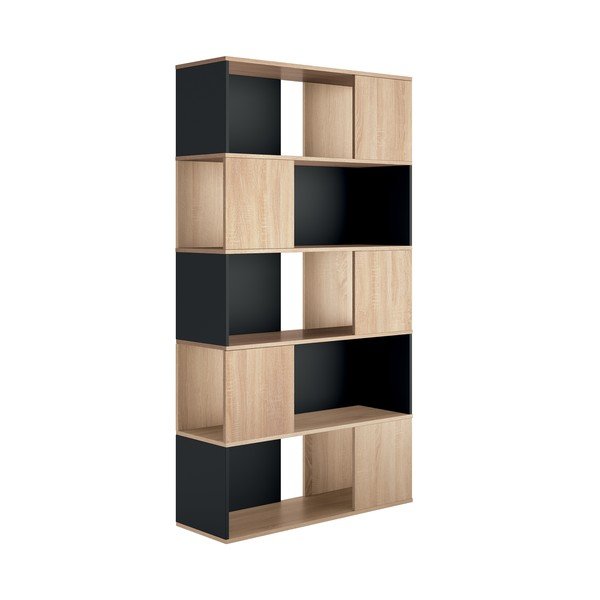 Melns grāmatu plaukts 98x180 cm Rossio - TemaHome -image-2