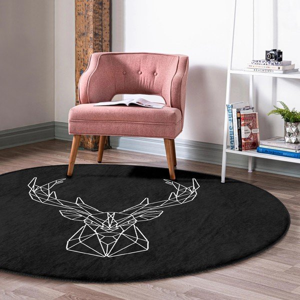Melns mazgājams robotu putekļu sūcējiem piemērots apaļš paklājs ø 100 cm Comfort – Mila Home-image-1