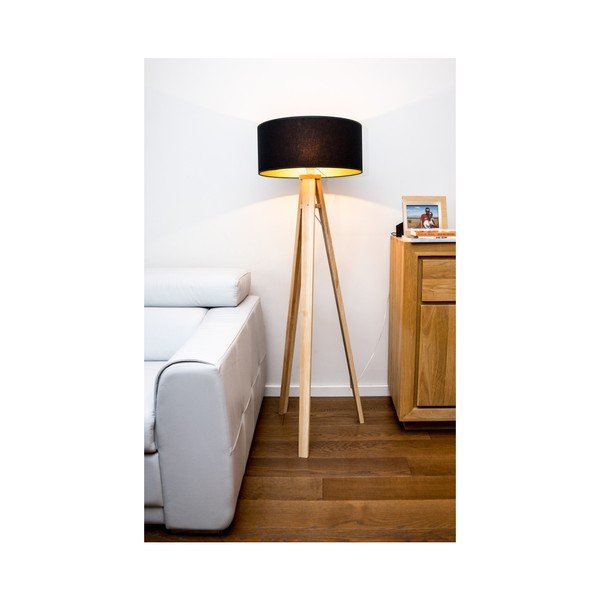 Stāvlampa ar melnu abažūru un caurspīdīgu kabeli Ragaba Wanda-image-2