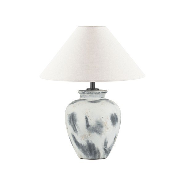 Balta/pelēka keramikas galda lampa ar auduma abažūru (augstums 55 cm) Lupe – Nova Luce