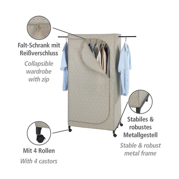 Bēšs tekstila drēbju skapis 75x160 cm Balance – Wenko-image-3