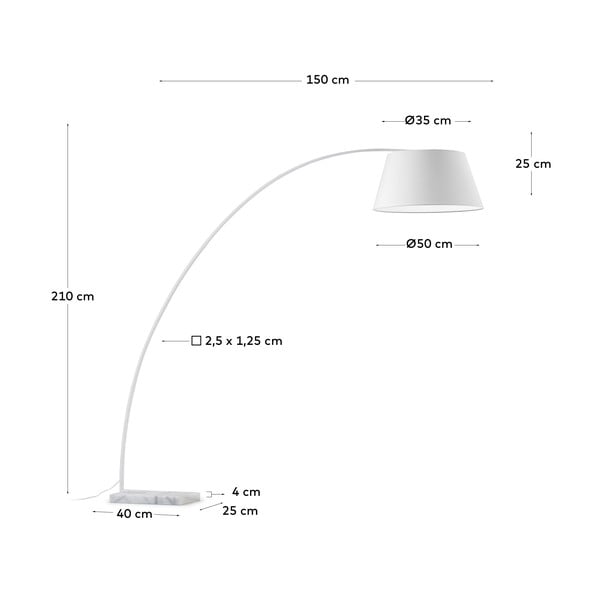 Balta stāvlampa ar auduma abažūru (augstums 210 cm) Juhe – Kave Home-image-4