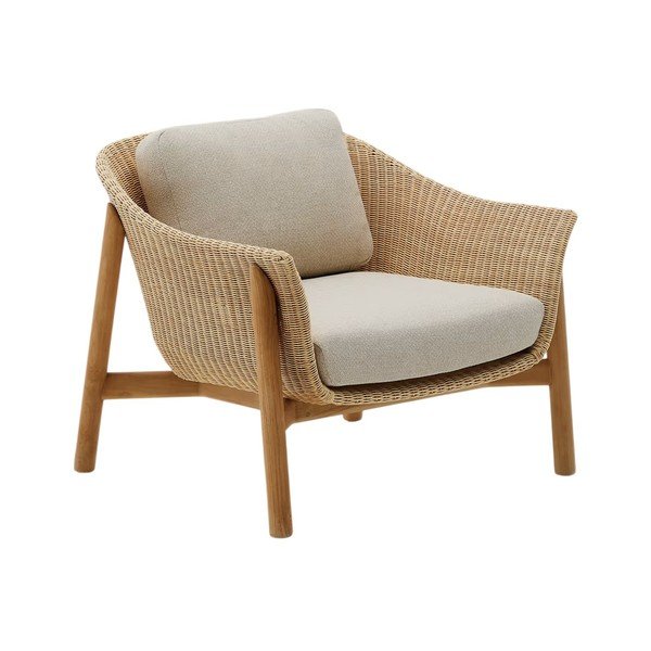 Gaiši pelēks/dabīga toņa polsterēts dārza atpūtas krēsls Galea – Kave Home