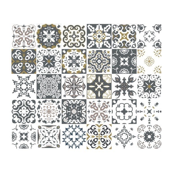 Komplekts 30 sienas uzlīmes Ambiance Wall Decal Cement Tiles Antalya, 20 x 20 cm-image-2