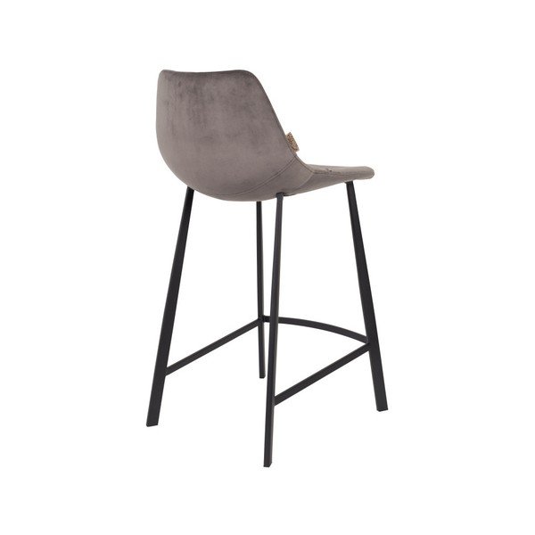 2 pelēku bāra krēslu komplekts ar samta apdari Dutchbone, augstums 91 cm-image-4