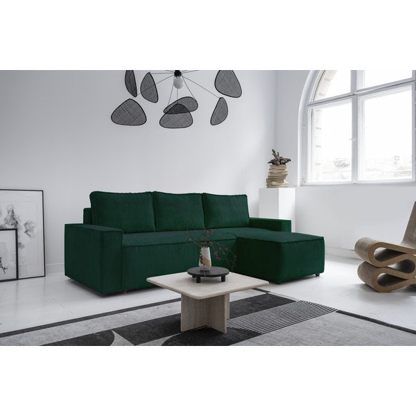 Tumši zaļš velveta salokāms stūra dīvāns (ar maināmu stūri) Brave Dave – Miuform-image-3