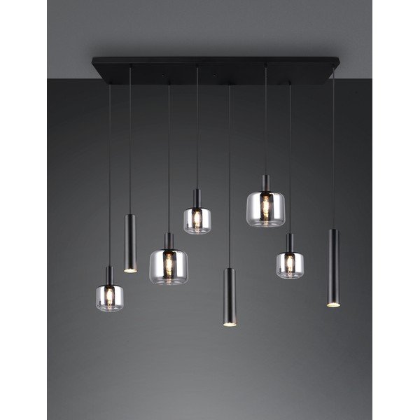 Melna piekaramā lampa ar metāla abažūru/ar stikla abažūru Mataro – Trio-image-3