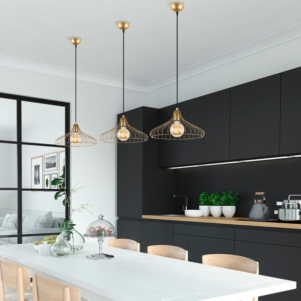 Zelta krāsas piekaramā lampa ar metāla abažūru ø 36 cm Depay – Opviq lights-image-2