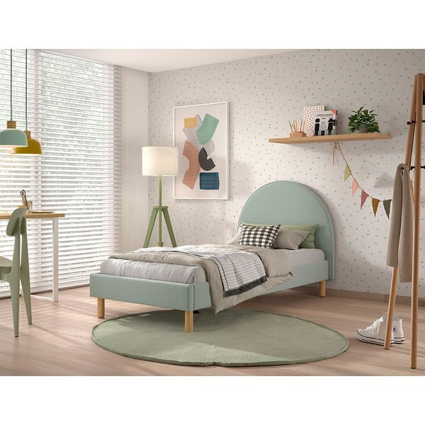 Zaļa polsterēta vienvietīga gulta ar redelēm 90x200 cm MOON – Vipack-image-1