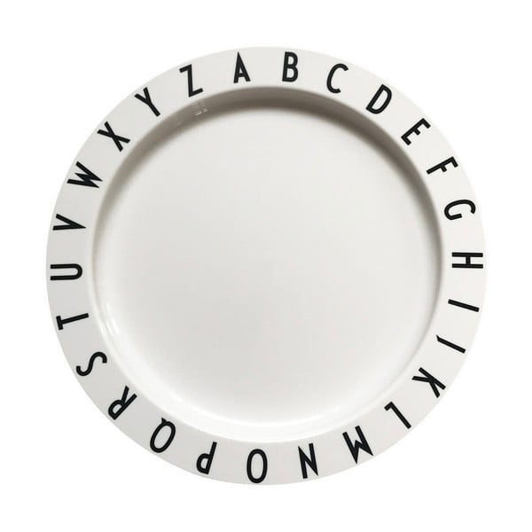 Balts bērnu šķīvis Design Letters Eat & Learn, ø 20 cm
