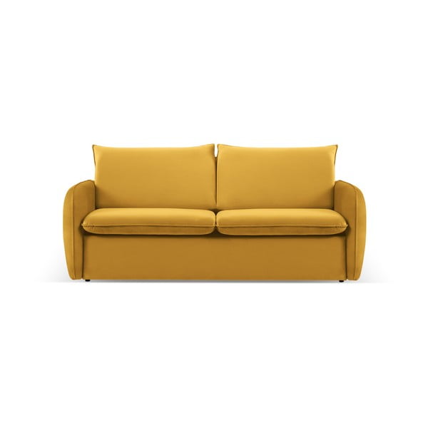Sinepju dzeltens samta izvelkamais dīvāns 194 cm Vienna – Cosmopolitan Design