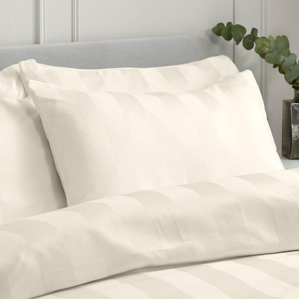 Krēmkrāsas divguļamā satīna gultas veļa 220x230 cm So Soft Satin Stripe – Catherine Lansfield-image-2