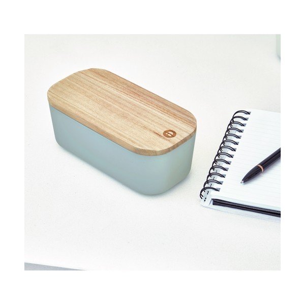 Pelēka uzglabāšanas kaste ar vāku no paulovnijas koka iDesign Eco, 9 x 18,3 cm-image-1