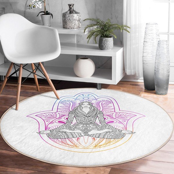 Balts mazgājams robotu putekļu sūcējiem piemērots apaļš paklājs ø 120 cm Comfort – Mila Home-image-1