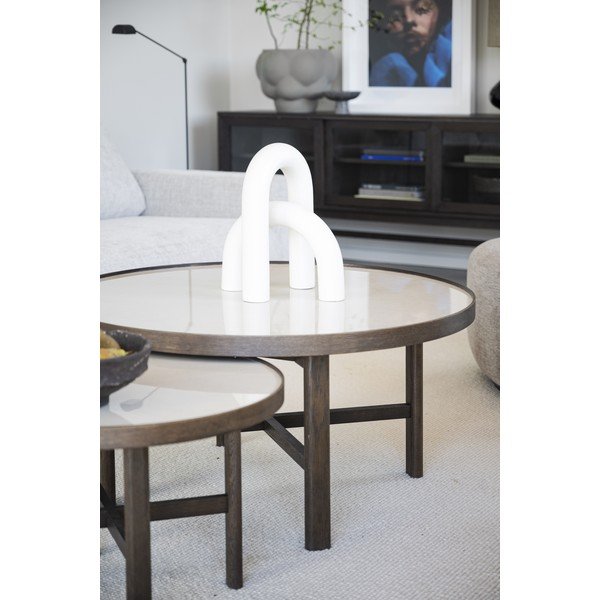 Tumši brūns apaļš žurnālgaldiņš ar keramikas virsmu 90x90 cm Marsden – Rowico-image-1