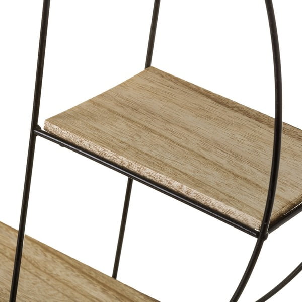 Melns/dabīga toņa daudzlīmeņu paulonijas masīvkoka sienas plaukts – Casa Selección-image-1