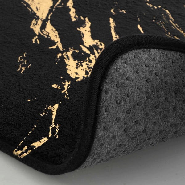 Melns/zelta krāsas vannas istabas paklājiņš 45x75 cm Aquamarbre – douceur d'intérieur-image-2