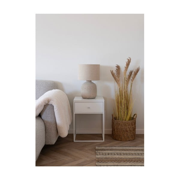 Krēmkrāsas galda lampa ar auduma abažūru (augstums 46,5 cm) Bilby – House Nordic-image-3