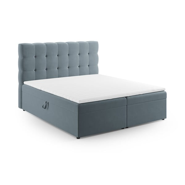 Gaiši zila atsperu gulta ar veļas kasti 180x200 cm Bali – Cosmopolitan Design