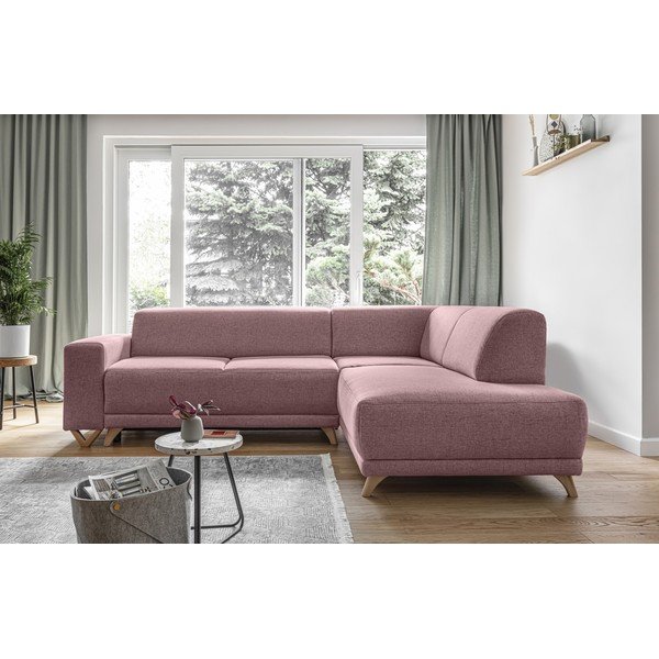 Rozā salokāms/ar uzglabāšanas vietu stūra dīvāns (ar labo stūri/L veida) Classy Sophie – Miuform-image-1