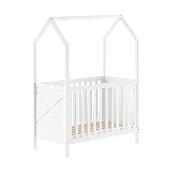 Balta priedes masīvkoka bērnu gultiņa ar regulējamu augstumu 60x120 cm Scott – Vipack