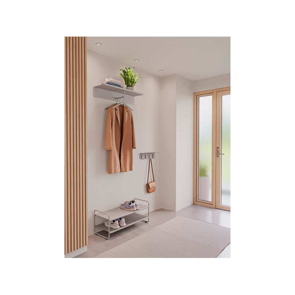 Gaiši pelēks tērauda sienas pakaramais ar plauktu 21,5 cm A-Coat – Zone-image-2
