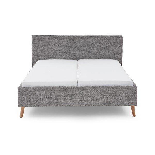 Pelēka polsterēta divvietīga gulta ar veļas kasti ar redelēm 180x200 cm Riva – Meise Möbel-image-4