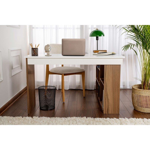 Darba galds ar riekstkoka imitāciju 120x130 cm Vesper – Kalune Design-image-4