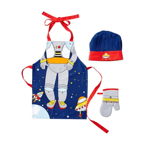 Ladelle Spaceman bērnu priekšauts, dūraiņu un cepures komplekts