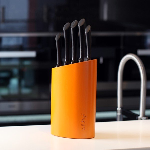 Oranžs statīvs ar pieciem nažiem Vialli Design-image-1