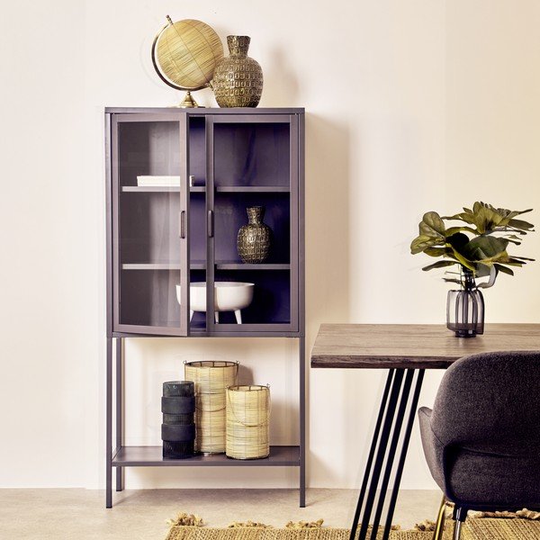 Pelēka tērauda vitrīna 75x150x35 cm Acier – Premier Housewares-image-1