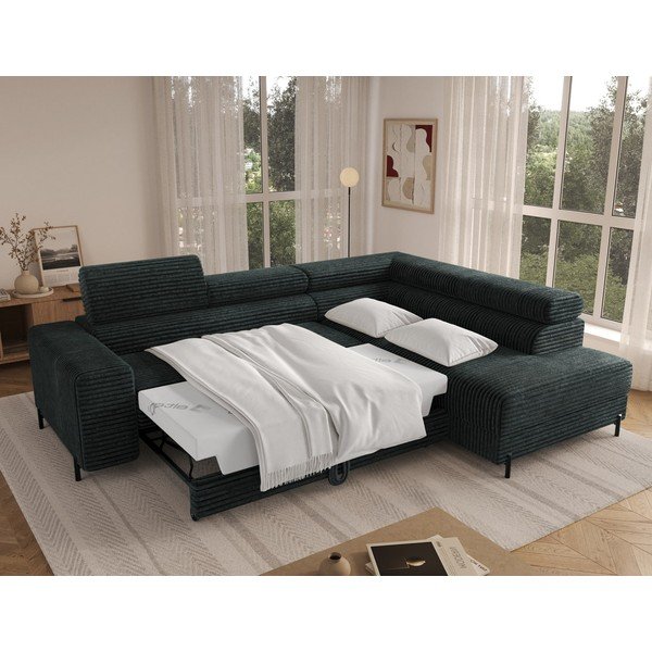Zaļš velveta stūra dīvāns (ar labo stūri/L veida) Colesio – ELTAP-image-3