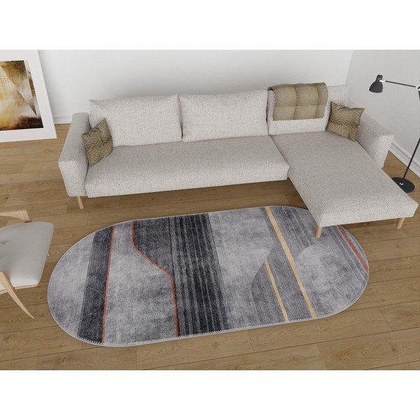 Pelēks mazgājams paklājs 120x180 cm Oval – Vitaus-image-1