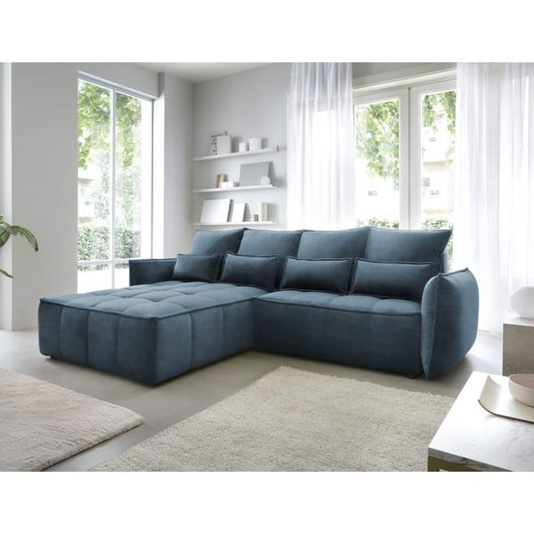 Zils samta salokāms/ar uzglabāšanas vietu stūra dīvāns (ar kreiso stūri/ar zvilni) Campo – ELTAP-image-1