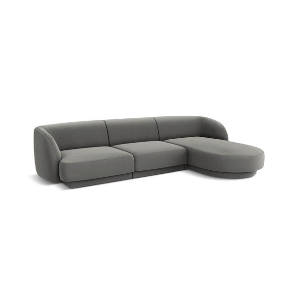 Pelēks samta stūra dīvāns (labais stūris) Miley – Micadoni Home-image-2