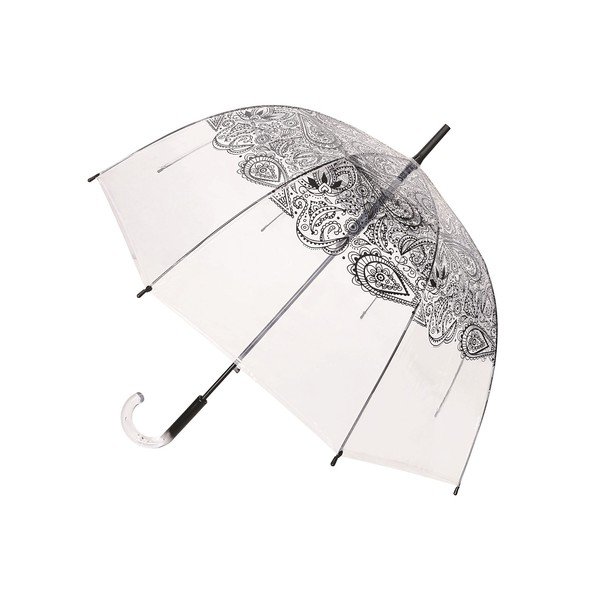 Ambiance Black Paisley caurspīdīgs vēja necaurlaidīgs lietussargs, ⌀ 85 cm