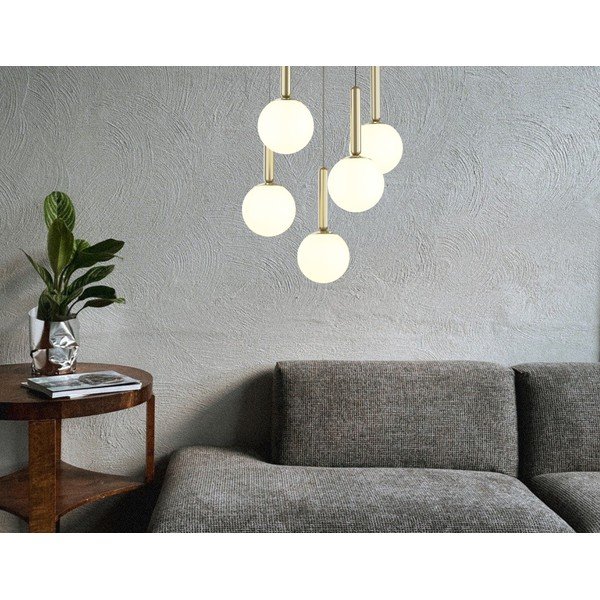 Zelta krāsas piekaramā lampa ar stikla abažūru ø 34 cm One – Squid Lighting-image-1
