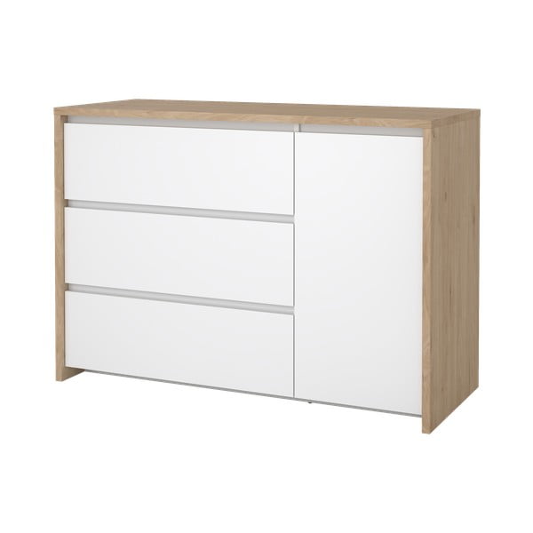 Balta/dabīga toņa kumode ar ozolkoka imitāciju 119x84x48 cm Next – Tvilum-image-4