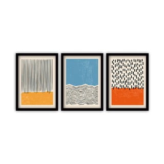 3 gleznu komplekts melnā rāmīVavien Artwork Abstract, 35 x 45 cm