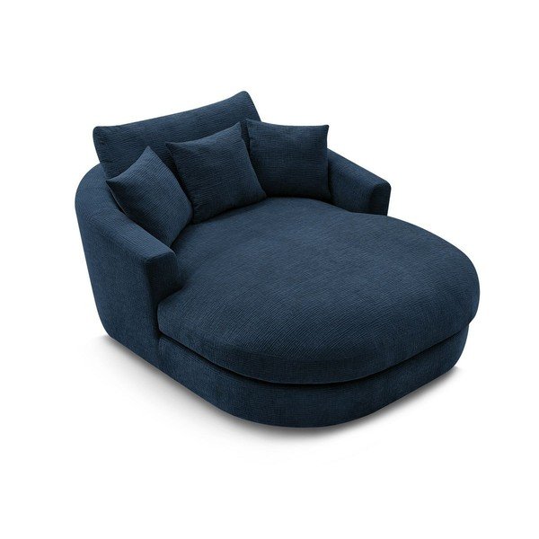 Tumši zils atpūtas krēsls no šenila auduma Belem – Bobochic Paris-image-4