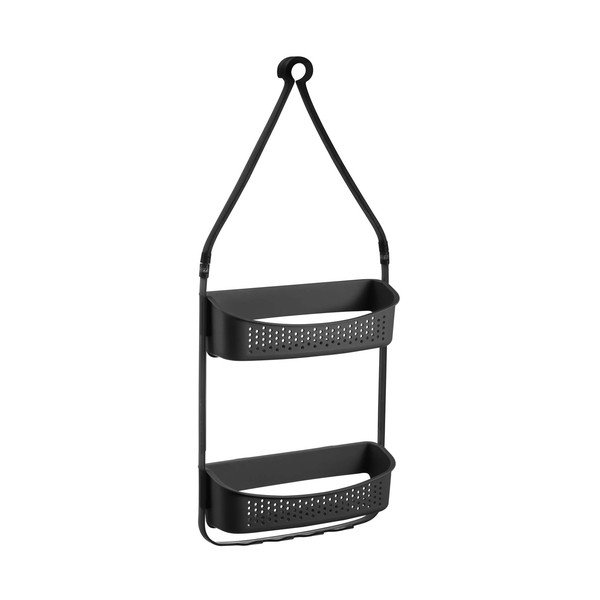 Matēti melns plastmasas piekarināms vannas istabas plaukts Vesper – douceur d'intérieur