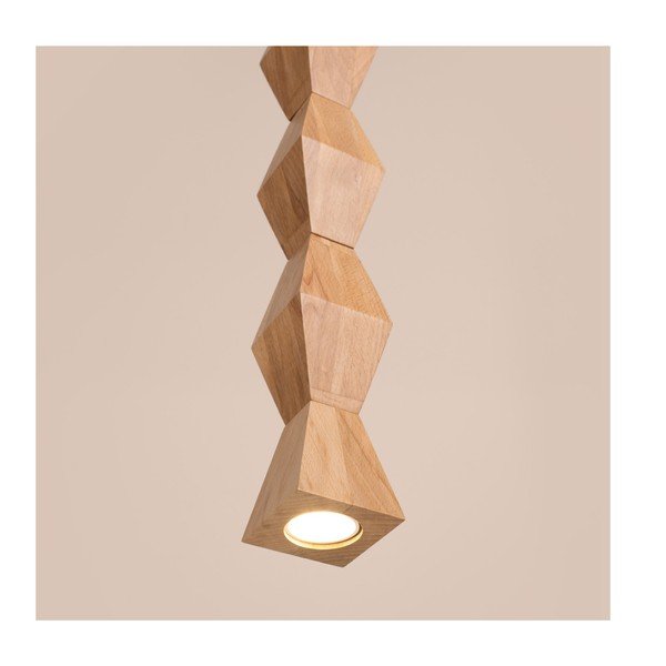 Dabīga toņa dižskābarža masīvkoka piekaramā lampa ø 8 cm Cubo – Sollux-image-4