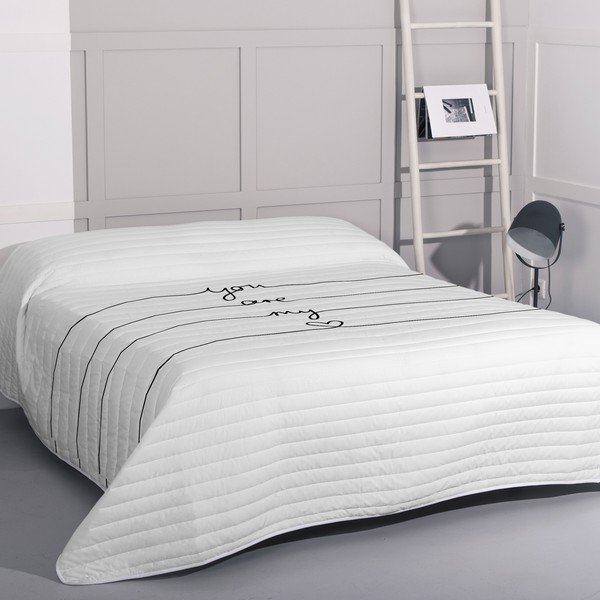 Balts kokvilnas stepēts gultas pārklājs 240x260 cm My love – Blanc-image-1